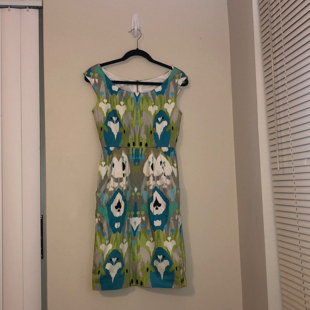 Colorful mid length A line dress with pockets!